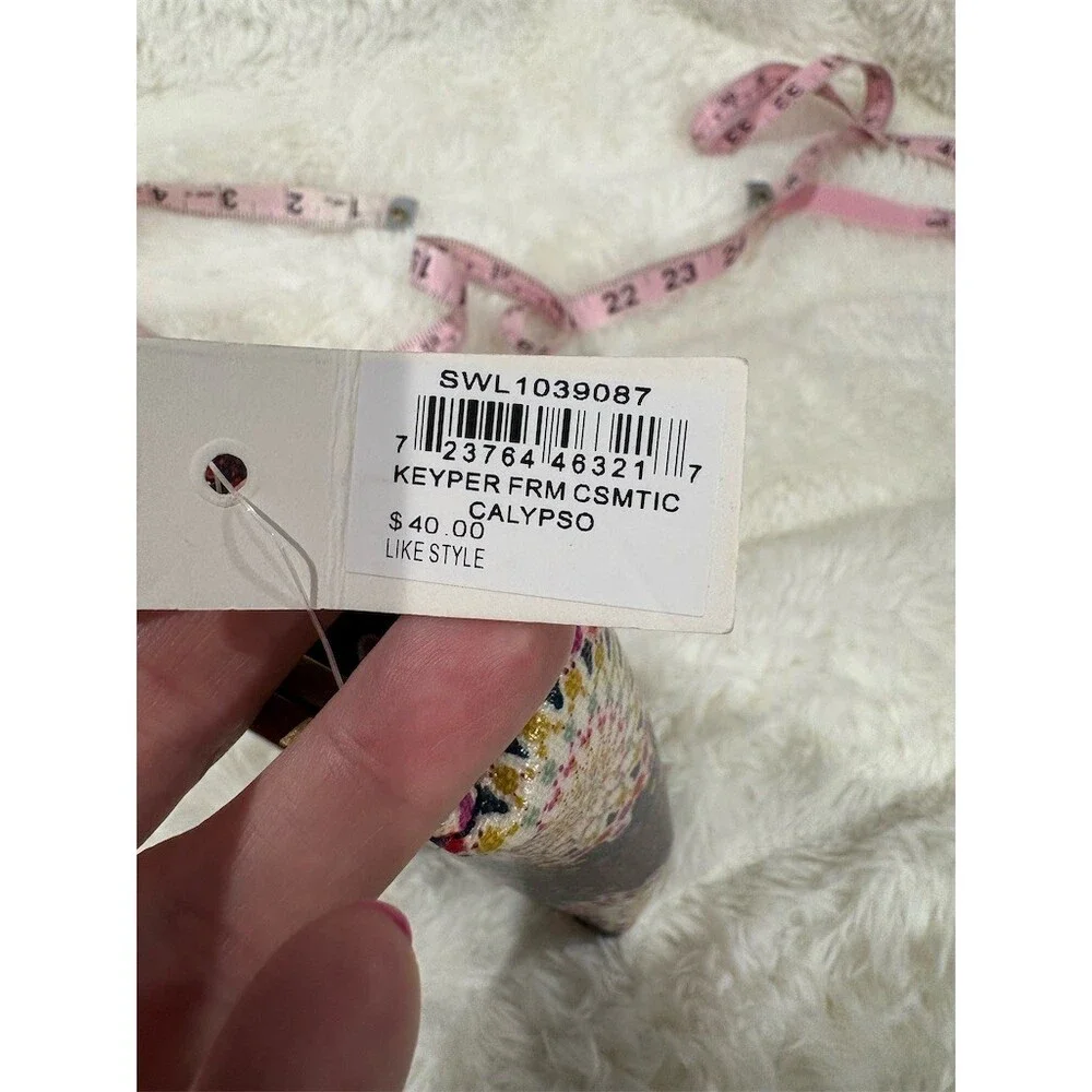 Fossil Calypso Floral Kisslock Makeup Cosmetic Pouch Case w/ Mirror - Picture 7 of 7